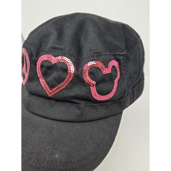 DISNEY PARKS BLACK COTTON NEWSBOY CAP HAT PEACE LOVE & MICKEY MOUSE UNISEX OS - Picture 3 of 12